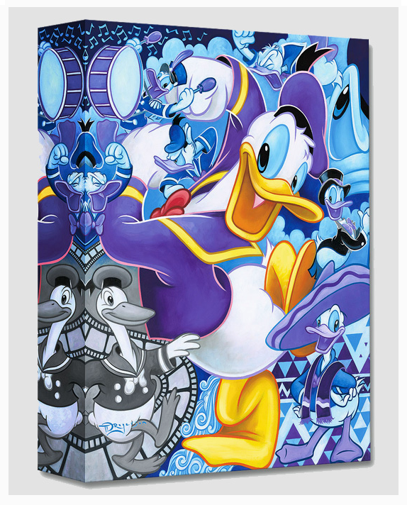 Cartoon Career of Donald Duck Celebratory Animation Tribute Disney Fine Art Mini-Canvas by Tim Rogerson