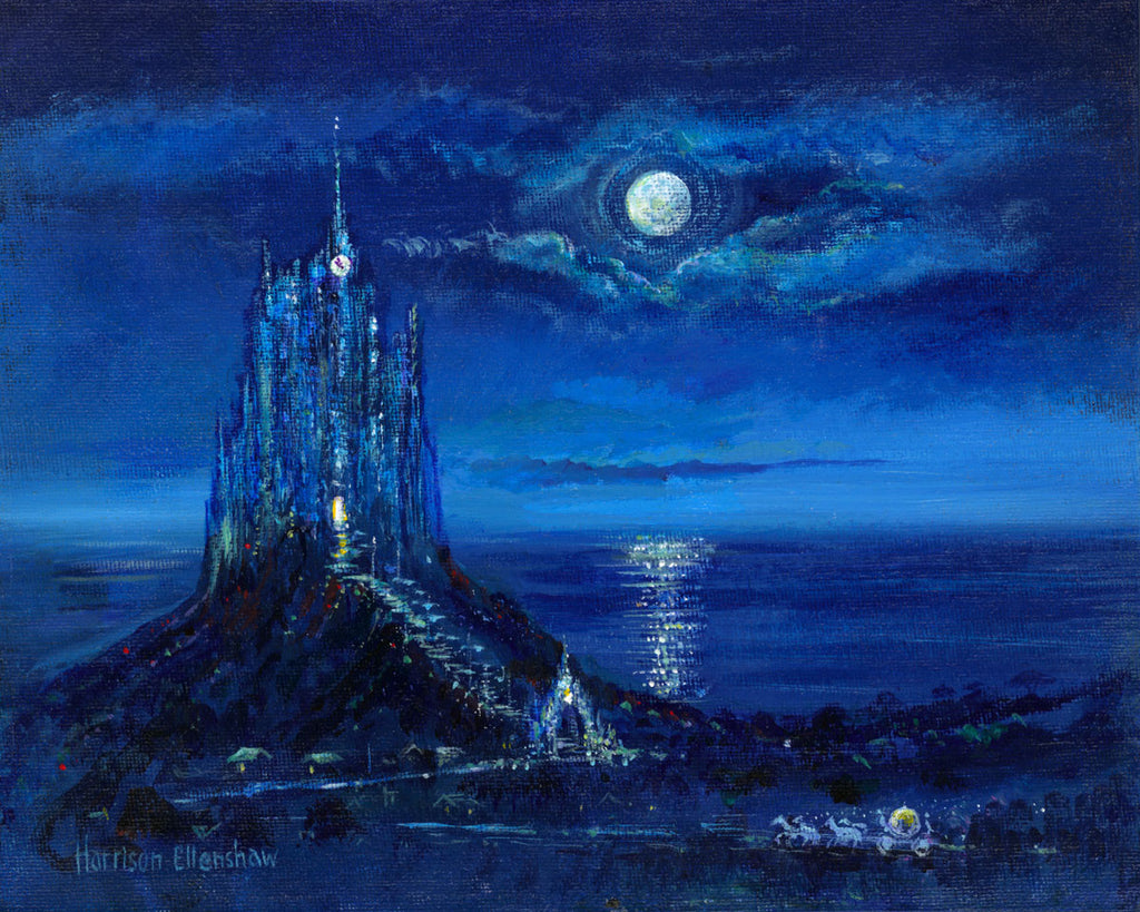 Cinderella Moonlight Arrival to the Ball Prince Charming Castle Disney Fine Art Giclée on Canvas by Harrison Ellenshaw