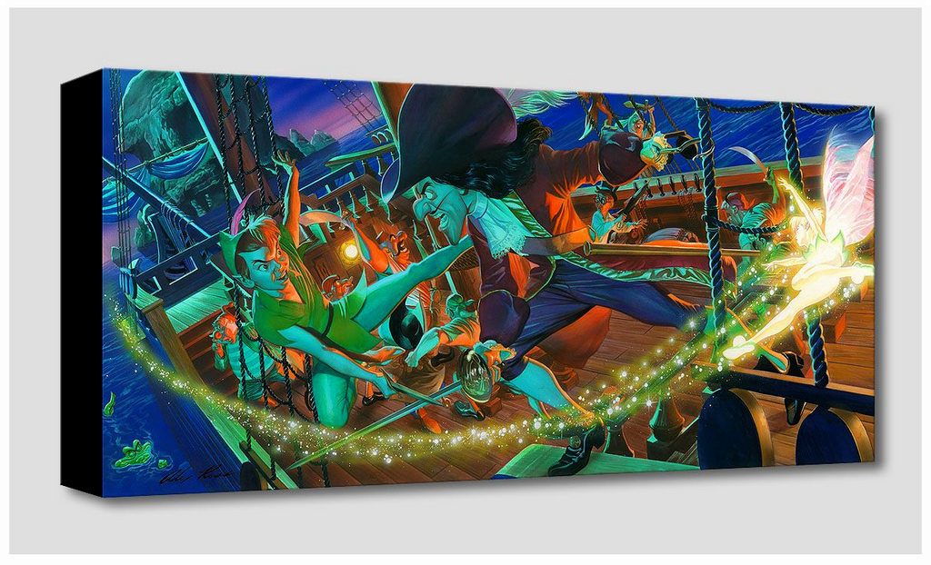 Peter Pan Captain Hook Tick-Tock the Crocodile Jolly Roger Skull Rock The Lost Boys Tinker Bell Disney Fine Art Canvas by Alex Ross