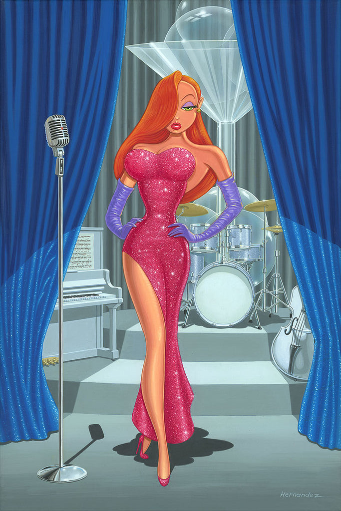 Diva in a Red Dress Disney Fine Art Giclée on Canvas by Manuel Hernandez