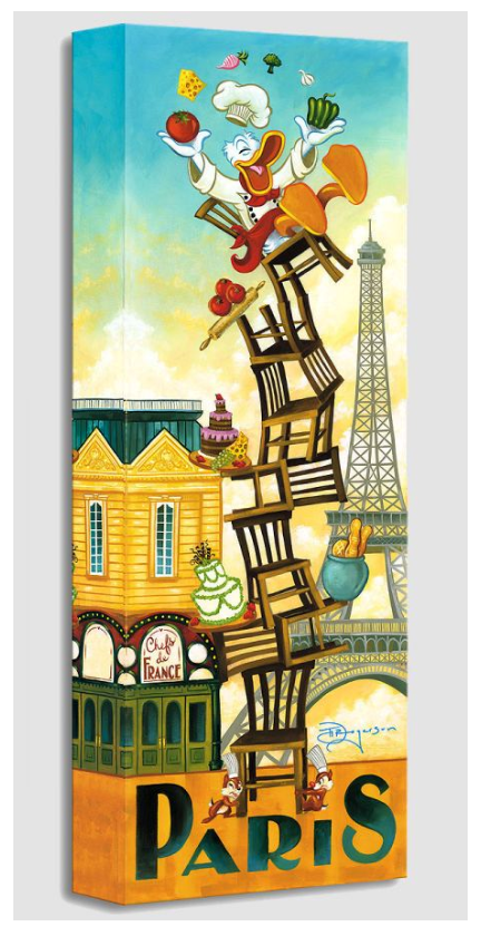 Chef Donald Duck Chip & Dale EPCOT Stacked Chairs Paris Disney Fine Art Giclée on Canvas