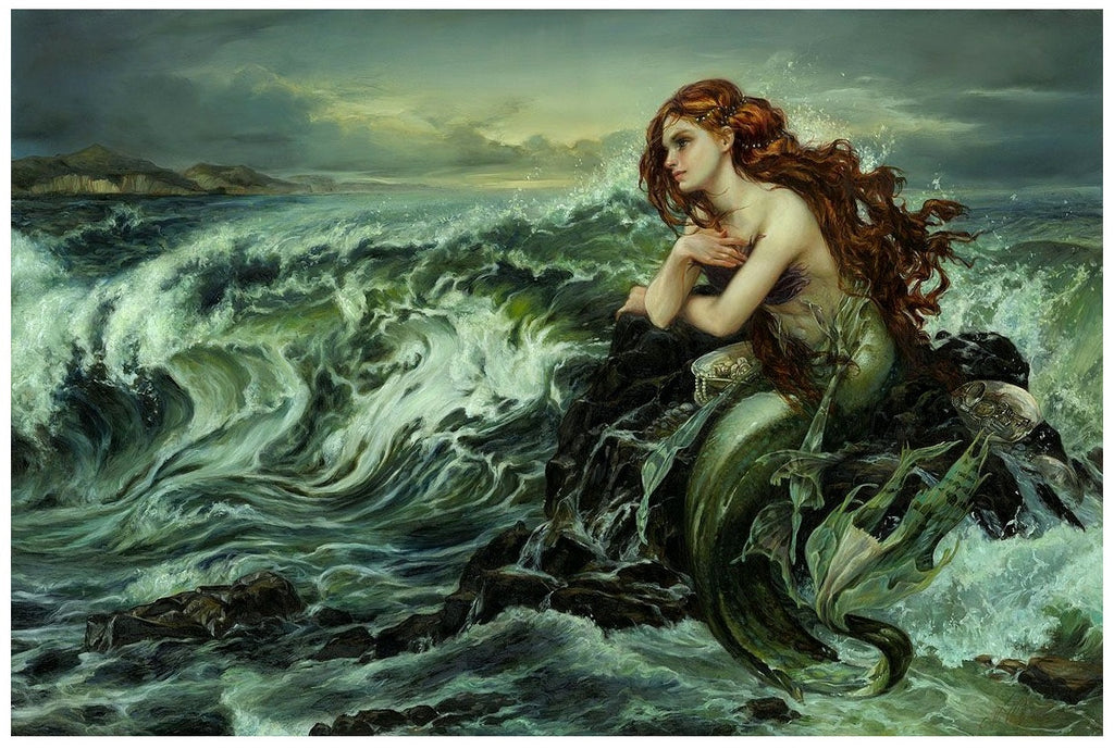 Incredible Realism Painting Denmark The Little Mermaid Real Life Interpretation of Danish Ariel Disney Fine Art Giclée on Canvas