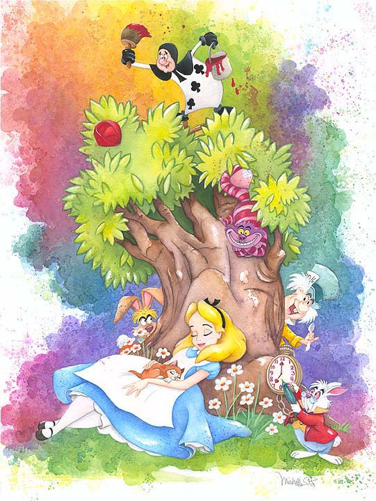 Alice in Wonderland Dreaming of Wonderland Disney Fine Art Giclée on Canvas by Michelle St. Laurent