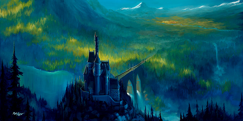 Beast's Enchanted Castle French Countryside Mountains Disney Fine Art Giclée on Canvas by Rob Kaz