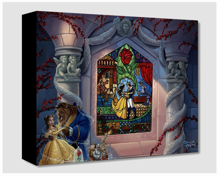 Beauty and The Beast Castle Stained Glass Window Belle Disney Fine Art Giclée on Canvas by Jared Franco