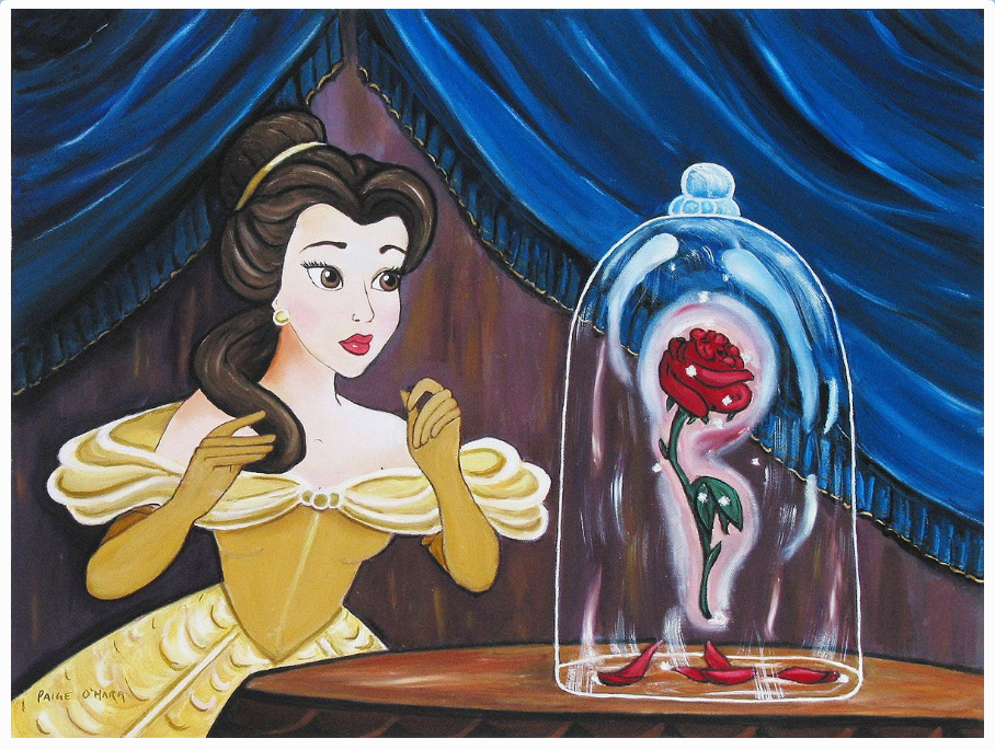 Beauty and The Beast Enchanted Rose Disney Fine Art Giclée on Canvas by the Real Voice of Belle Paige O'Hara