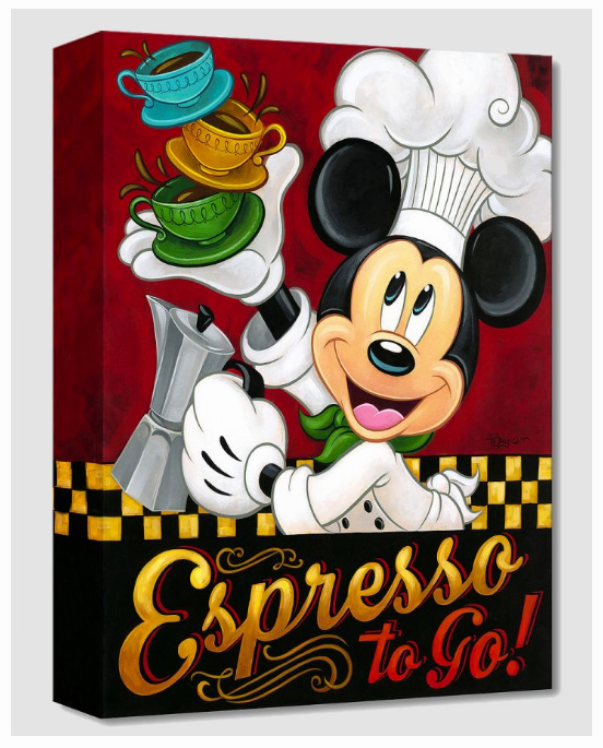 Espresso To Go Chef Mickey Coffee Gourmand Foodie Disney Kitchen Fine Art Giclée on Canvas by Tim Rogerson