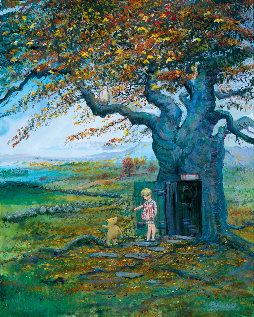 Winnie the Pooh and Christopher Robin Autumn in the Hundred Acre Wood Disney Fine Art Giclée on Canvas by Peter & Harrison Ellenshaw