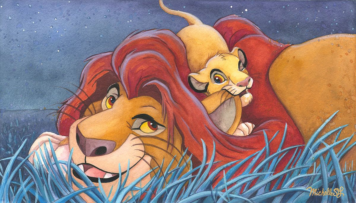 The Lion King Mufasa and Simba Father and Son Disney Fine Art Giclée on Canvas by Michelle Laurent