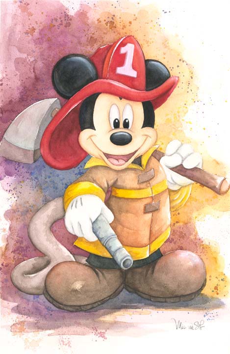 Fireman Mickey Mouse Disney Fine Art Giclée on Canvas by Michelle St. Laurent
