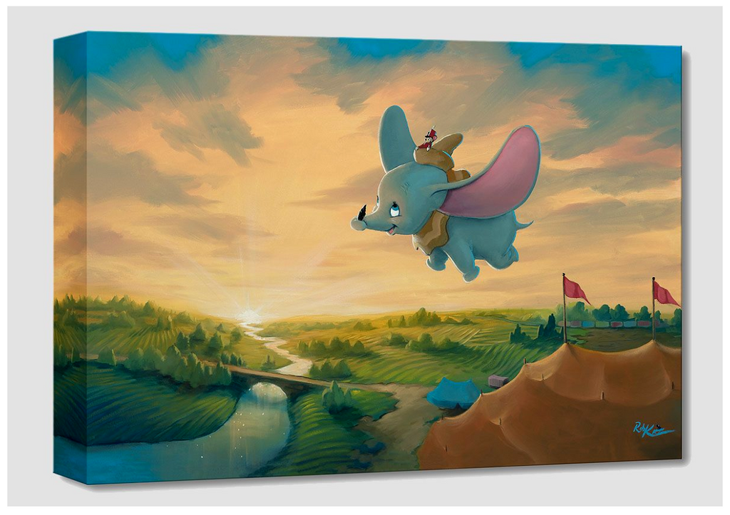 Dumbo Flying Over the Big Top Circus Tent with Timothy Mouse Disney Fine Art Giclée on Canvas by Rob Kaz
