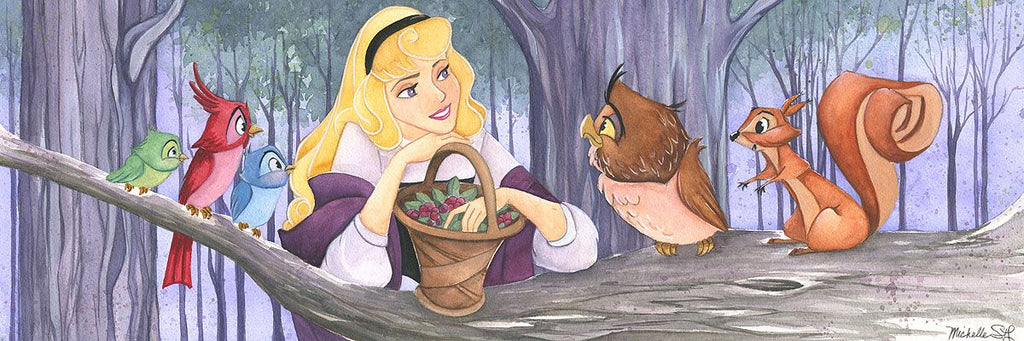 Princess Aurora and Her Animal Friends Disney Fine Art Giclée on Canvas by Michelle St. Laurent