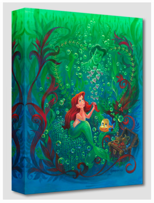 Ariel Underwater Daydreaming Prince Eric Disney The Little Mermaid Fine Art Giclée on Canvas by Michael Humphries