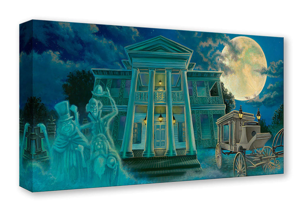 Disney Hitchhiking Ghosts Ezra Beane Professor Phineas Plump and Gus Disneyland The Haunted Mansion Fine Art Giclée on Canvas
