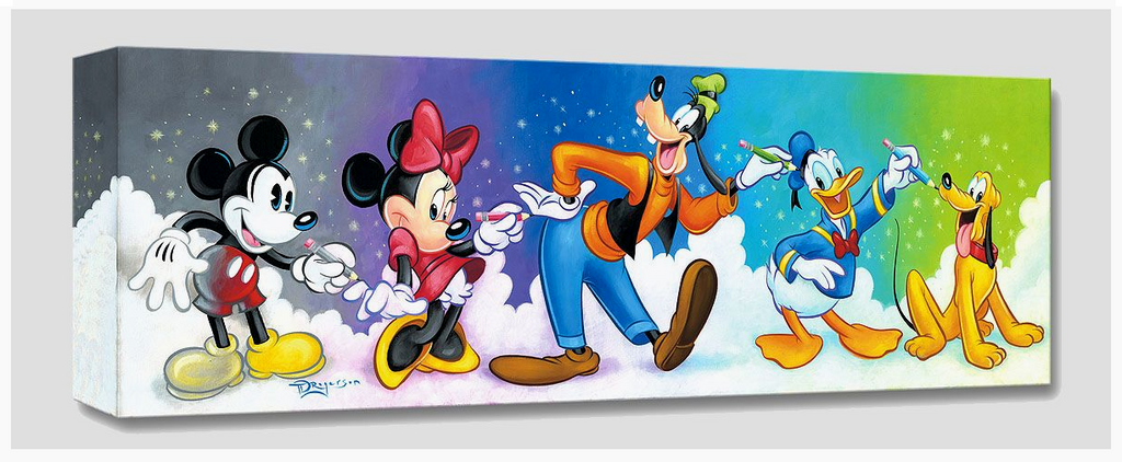 Mickey and Friends Hand Drawn Animation Tribute Disney Fine Art Giclée on Canvas by Tim Rogerson
