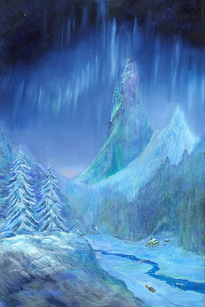 Sven and Kristoff taking Anna to Elsa's Ice Castle Disney Fine Art Giclée on Canvas by Harrison Ellenshaw