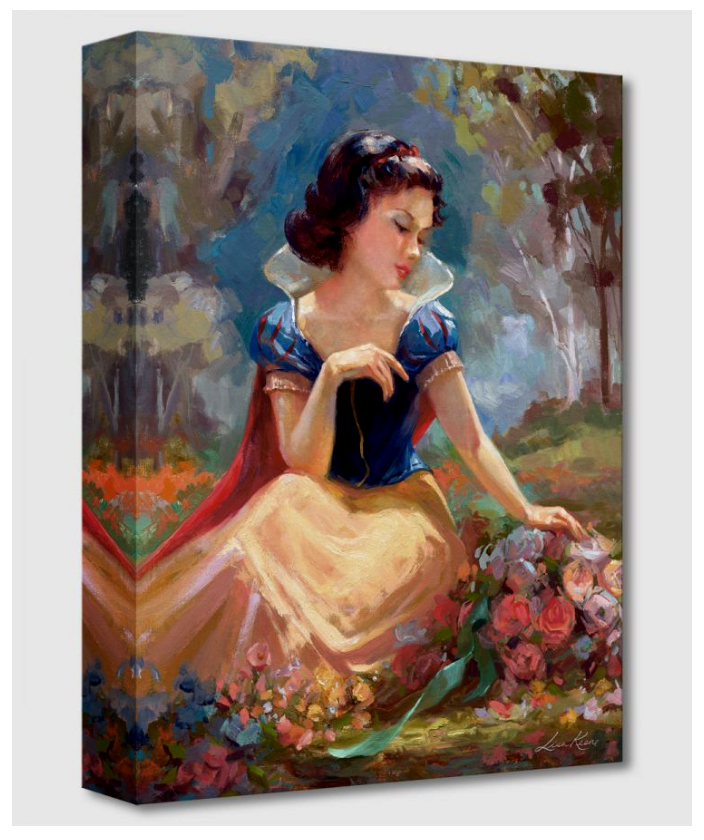 Beautiful Snow White Summer Flowers Painting Disney Fine Art Giclée on Canvas by Lisa Keene