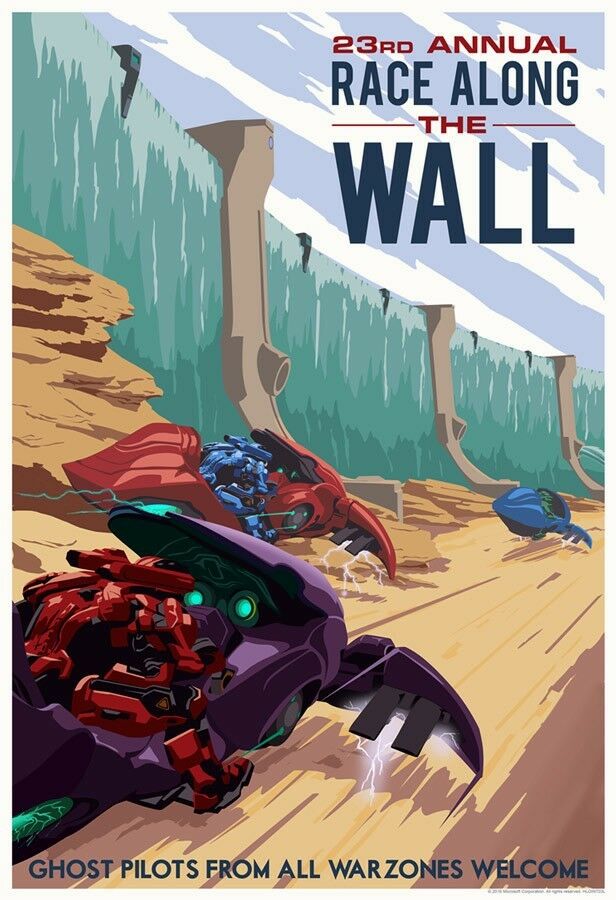 Ghost Pilots Rapid Attack Vehicles Race Along The Wall Halo Interpretive Artwork
