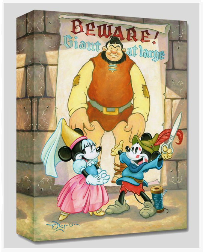 Mickey and Minnie Mouse The Brave Little Tailor Disney Fine Art Giclée on Canvas by Tim Rogerson