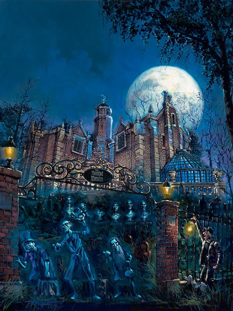 Disney World The Haunted Mansion Hitchhiking Ghosts Halloween Disney Fine Art Giclée on Canvas by Rodel Gonzalez