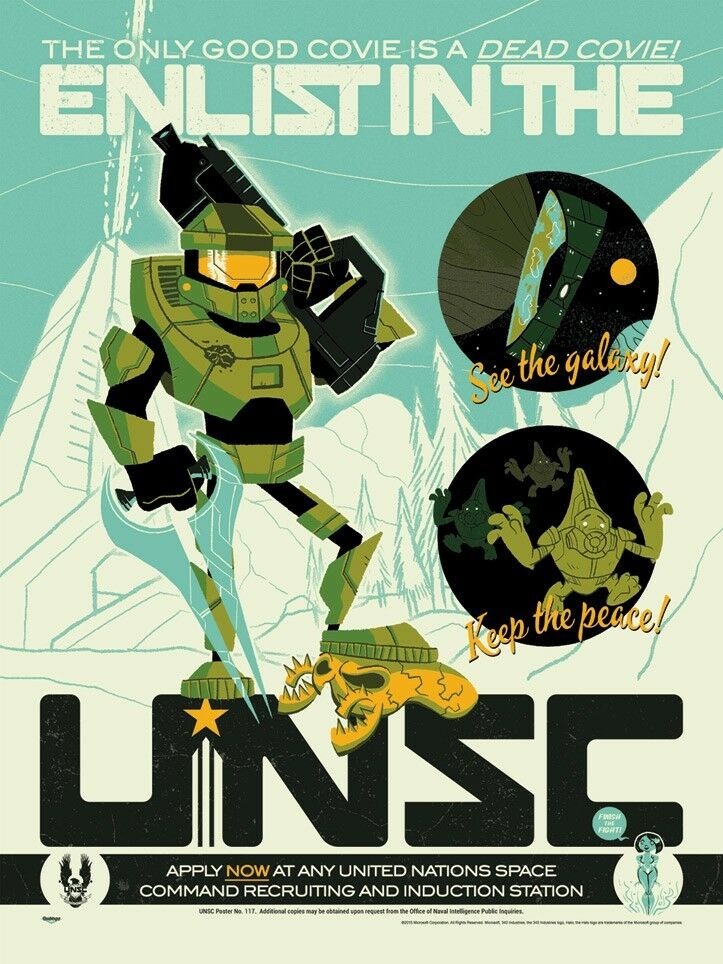 Enlist in The UNSC Halo Military Funny Propaganda Poster Interpretive Artwork