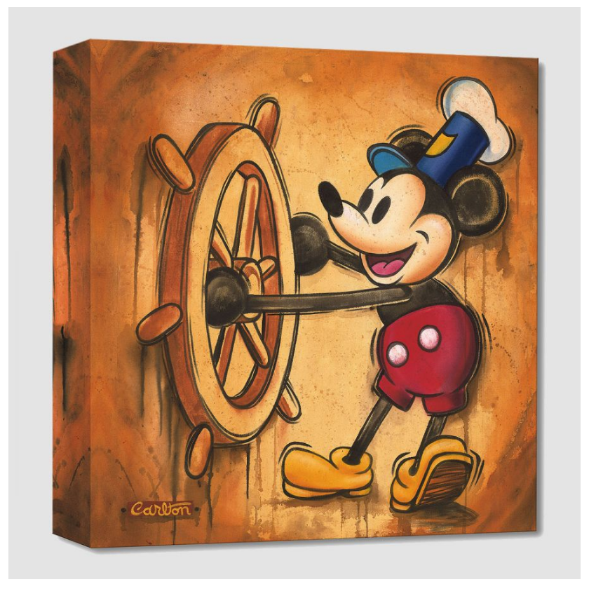 Happy Skipper Steamboat Willie Mickey Mouse Disney Fine Art Giclée on Canvas by Trevor Carlton