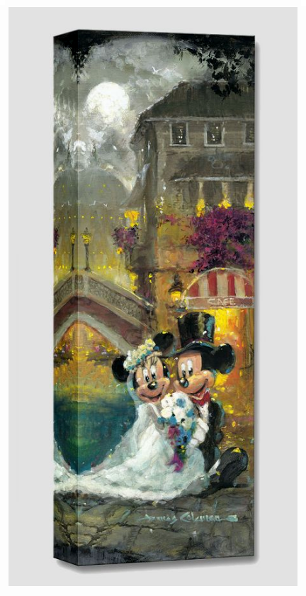 Bride and Groom Tuxedo Mickey & Minnie Mouse Wedding Gown Disney Fine Art Giclée on Canvas