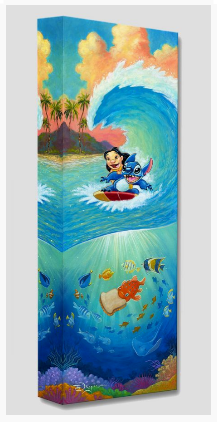 Lilo & Stitch Surfing Hawaiian Roller Coaster Pudge Peanut Butter & Jelly Sandwich Disney Fine Art Giclée on Canvas