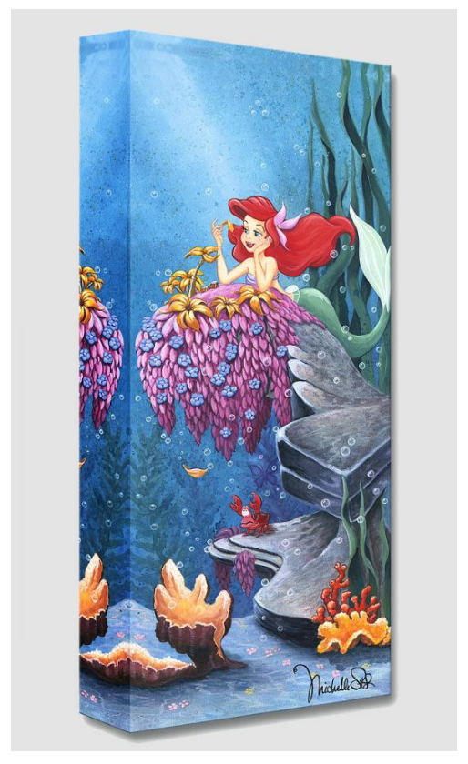 He Loves Me, He Loves Me Not, He Loves Me Ariel Disney The Little Mermaid Fine Art Giclée on Canvas