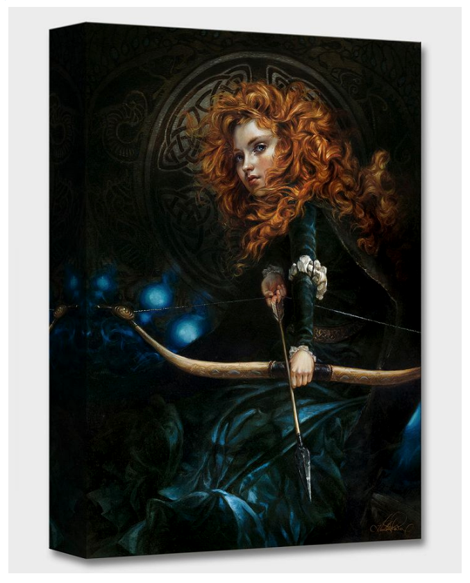 Merida with Bow & Arrow Portrait Disney Realism Fine Art Giclée on Canvas by Heather Edwards