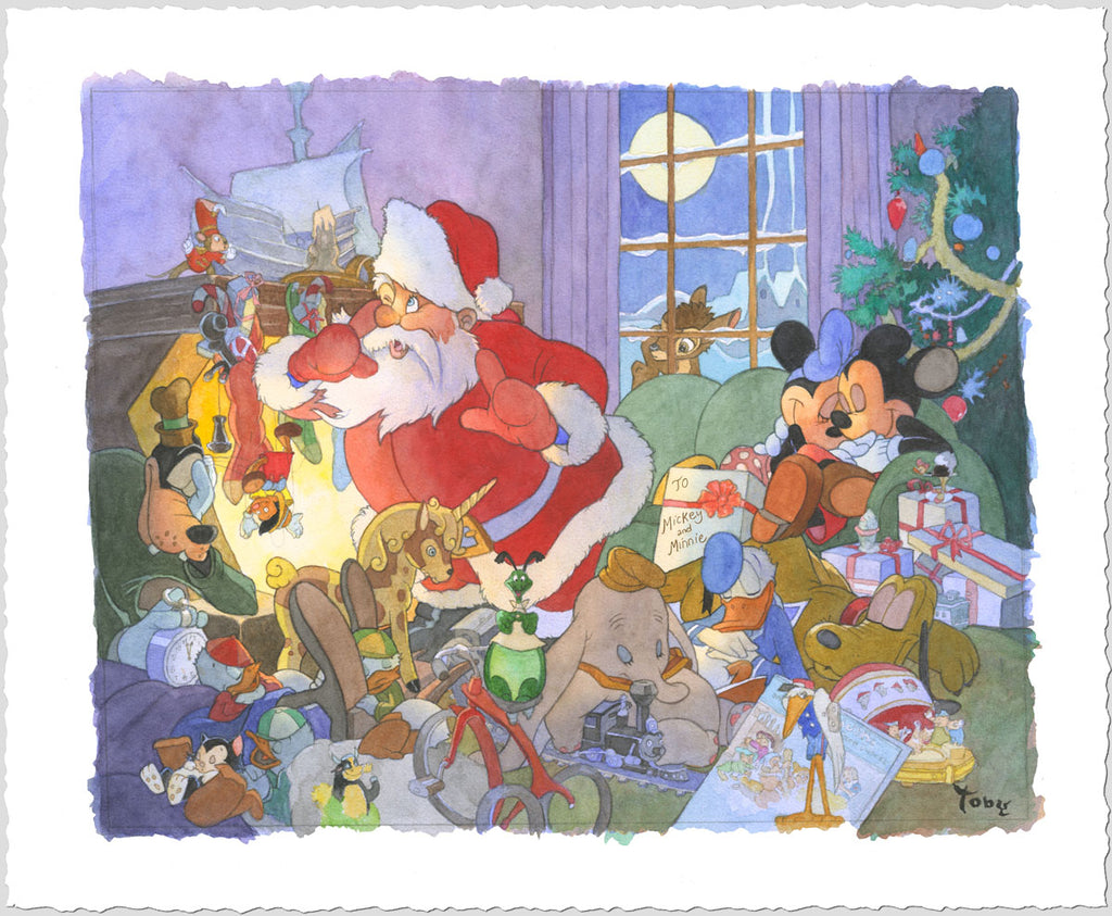 Santa Claus Disney Vintage Artwork Classic Character Collage Christmas Fine Art Giclée on Paper by Toby Bluth