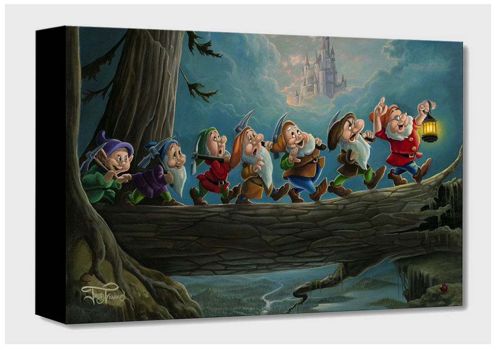 Seven Dwarfs Iconic March Home to Snow White Fine Art Giclée on Canvas by Jared Franco