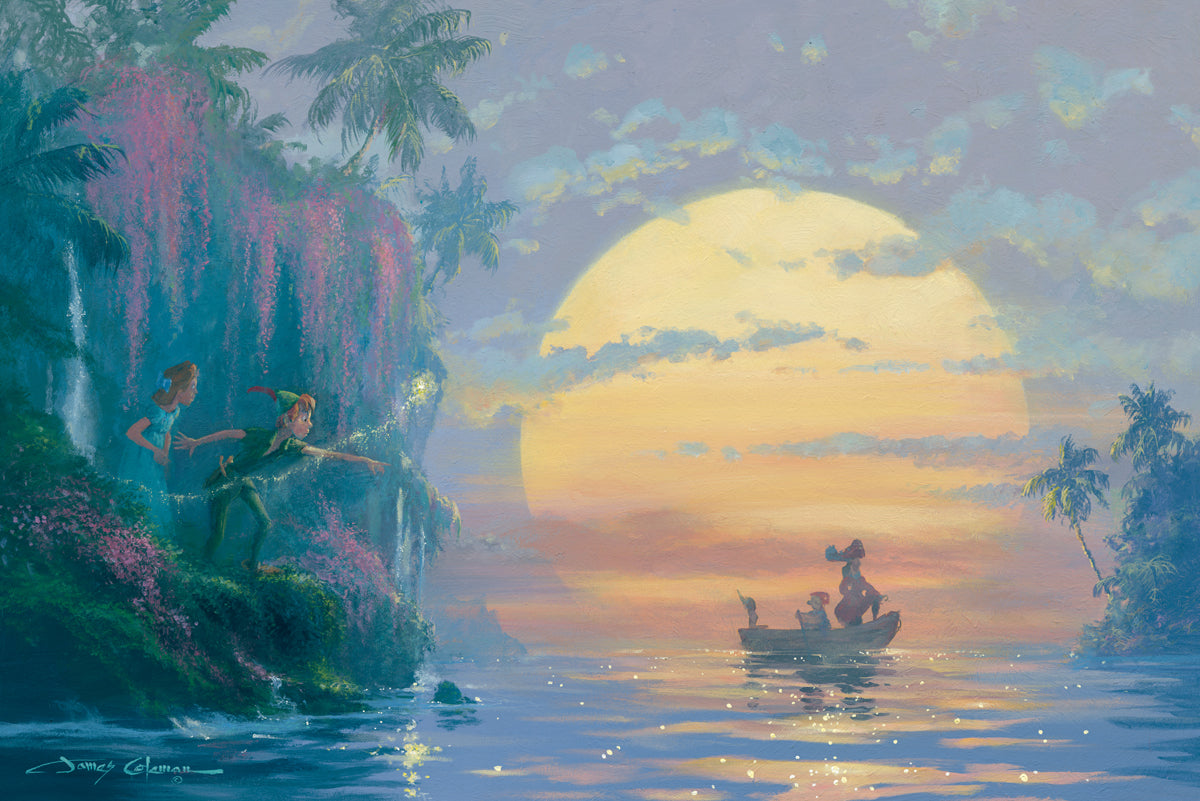 hook and tiger lily Hook Discovered at Sunset Tiger Lily Peter Pan Disney Fine Art Giclée – Licensed Studio Art ™