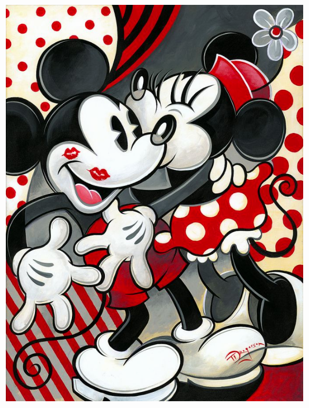 Mickey and Minnie Mouse Sweethearts Disney Fine Art Giclée on Canvas by Tim Rogerson