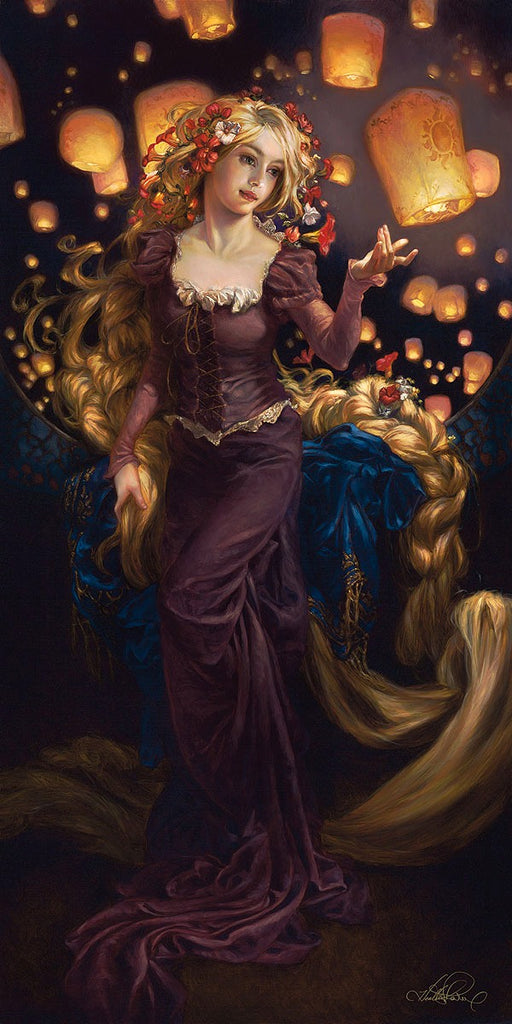 Tangled Realism Painting Rapunzel Lanterns Real Life Interpretation Disney Fine Art Giclée on Canvas by Heather Edwards