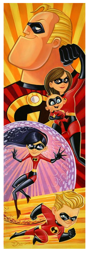 Mr. Incredible Elastigirl Jack-Jack Violet Dash Disney Pixar The Incredibles Parr Family Fine Art Giclée on Canvas