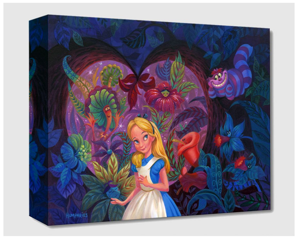 In the Heart of Wonderland You Can Learn A Lot of Things From The Flowers Alice Cheshire Cat Disney Fine Art Giclée on Canvas