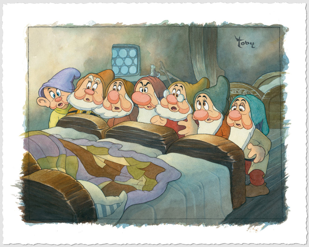 Dopey Happy Sneezy Grumpy Doc Bashful Sleepy Seven Dwarfs Classic Disney Fine Art Giclée on Paper
