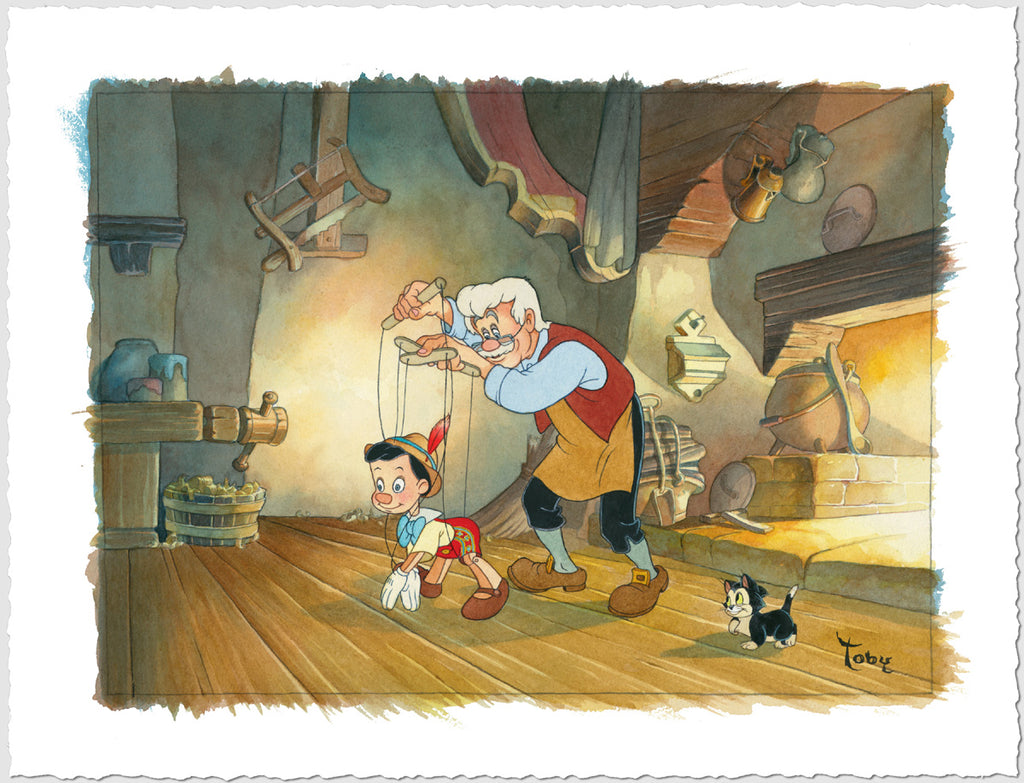 Pinocchio Marionette Geppetto Toy Shop Figaro Disney Fine Art Giclée on Paper by Toby Bluth