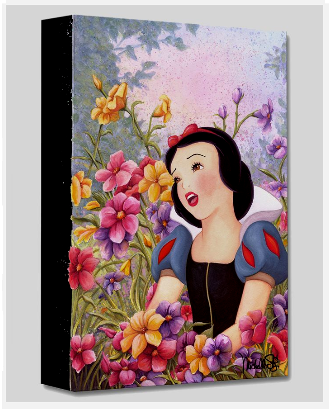 Snow White Singing amidst Flowers Love in Full Bloom Disney's First Animated Feature Film Fine Art Giclée on Canvas by Michelle St. Laurent