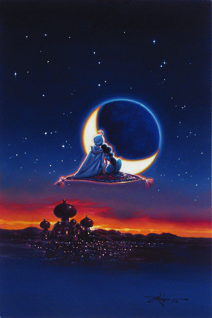 I Can Show You the World Aladdin Jasmine Magic Carpet Ride Disney Fine Art Giclée on Canvas by Rodel Gonzalez