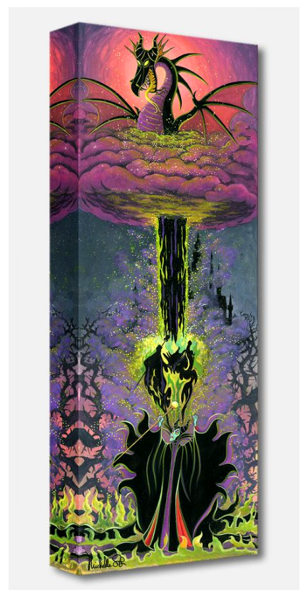 Maleficent's Transformation into a Dragon Fantasmic Disney Villain Fine Art Giclée on Canvas