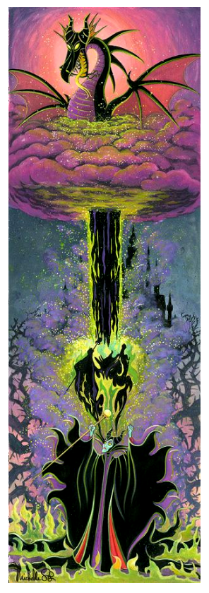 Maleficent's Transformation into a Dragon Fantasmic Disney Villain Fine Art Giclée on Canvas