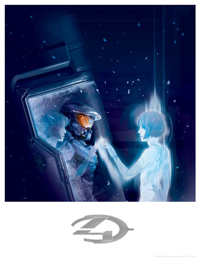 Master Chief Cryo Sleep UNSC AI Attaché Cortana Halo 4 Fine Art Lithograph Print