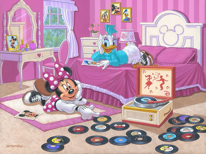 Minnie and Daisy's Favorite tune Disney Fine Art Giclée on Canvas by Manuel Hernandez