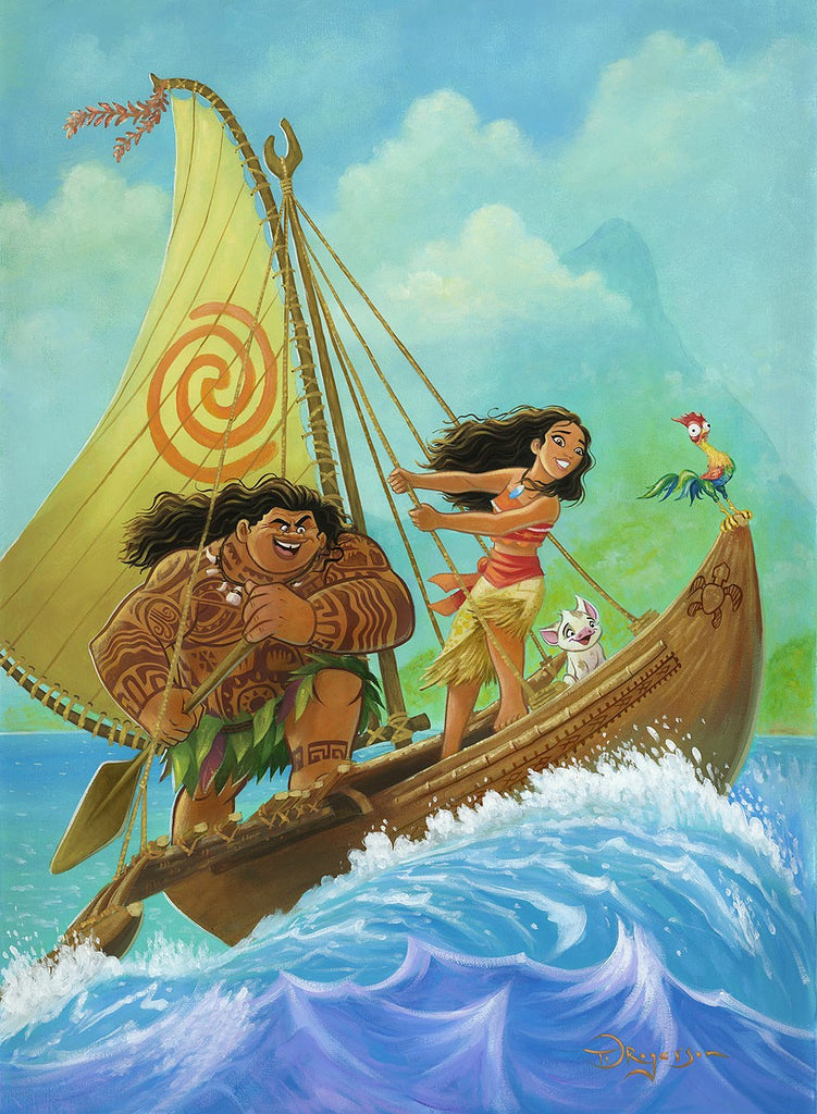 Moana Knows the Way Disney Fine Art Giclée on Canvas by Tim Rogerson