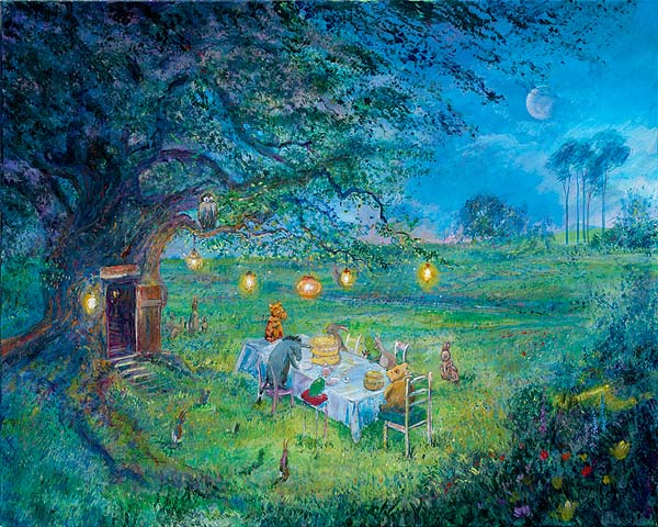 Winnie the Pooh Garden Party with Friends Disney Fine Art Giclée on Canvas by Harrison Ellenshaw