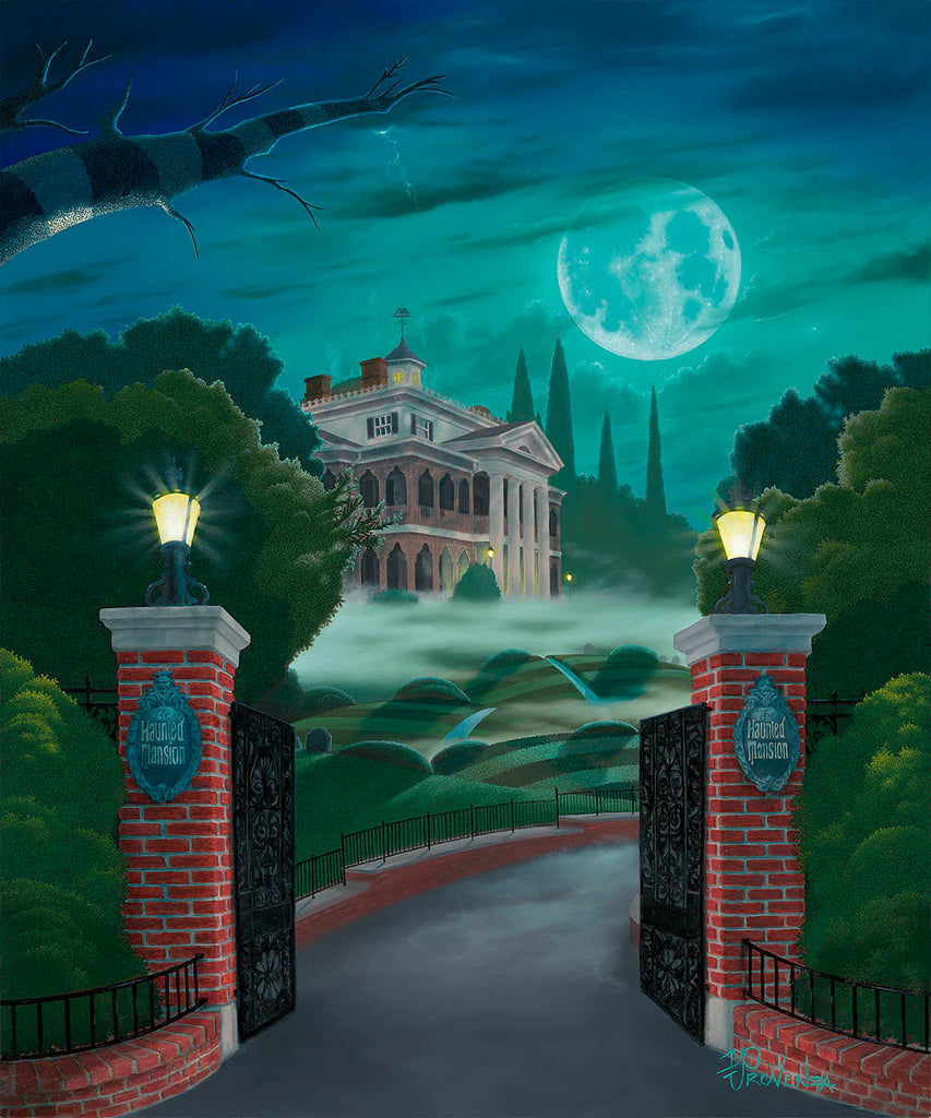 Disneyland Iconic Attraction The Haunted Mansion Disney Halloween Fine Art Giclée on Canvas by Michael Provenza