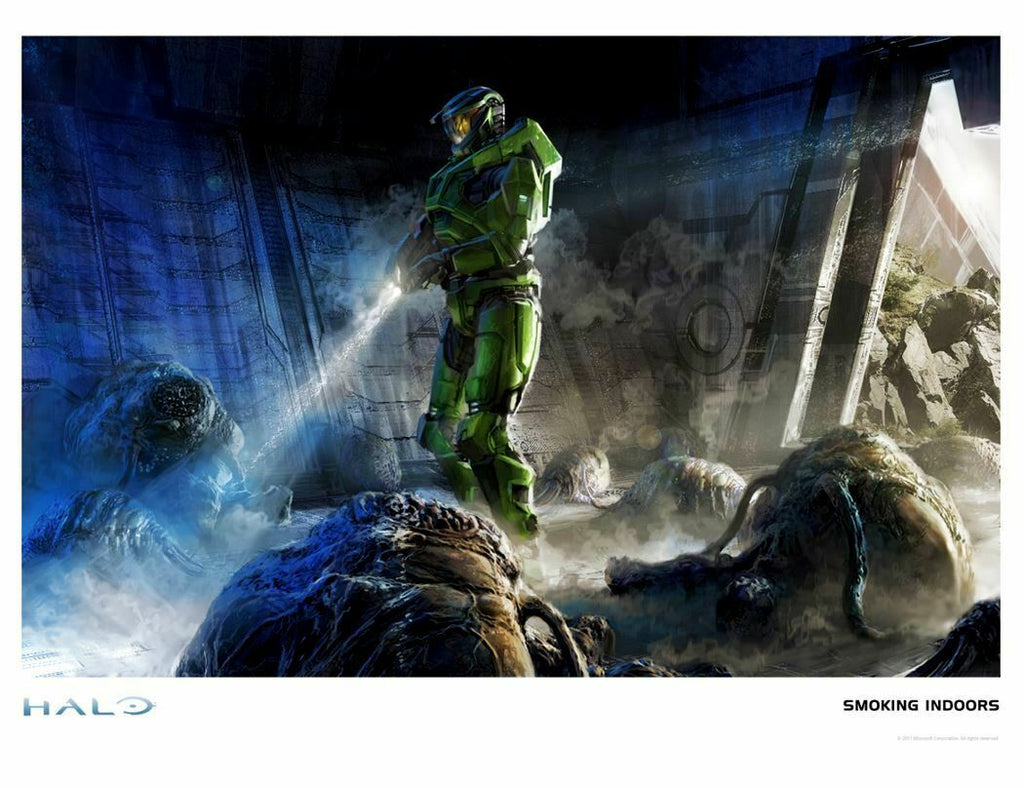 Halo The Flood The Parasite The Infection Master Chief Fine Art Lithograph Print