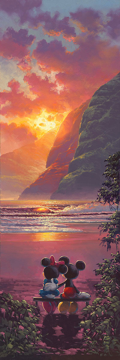 Mickey and Minnie Enjoying a Hawaiian Sunset Disney Fine Art